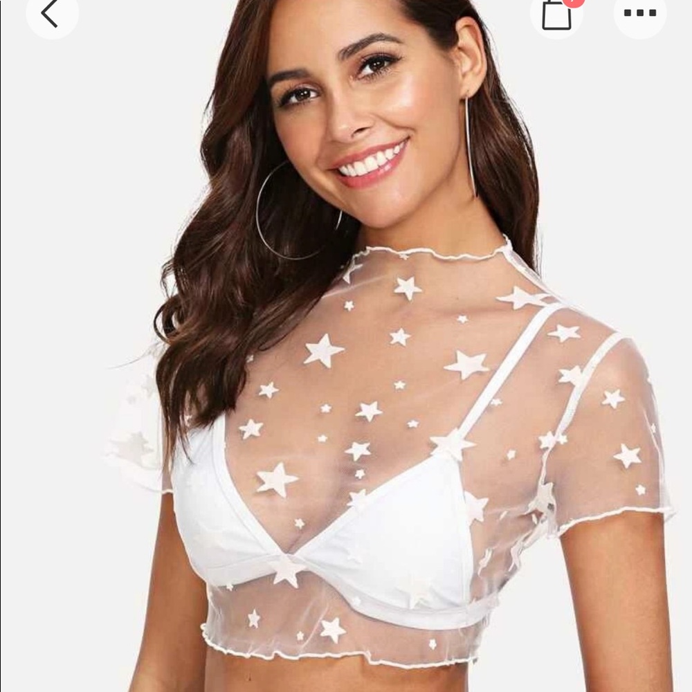 WHITE MESH STARS TOP